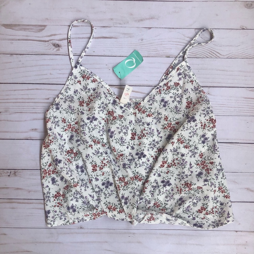 White Floral Cami Tank Top